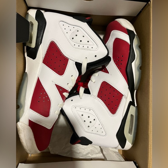 Air Jordan 6 Retro size 7Y White/Carmine-Black - Picture 2 of 4